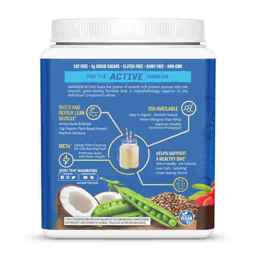 Sunwarrior Plant-Based | Keto-Friendly |Vegan |Organic Protein Powder Chocolate 375 G